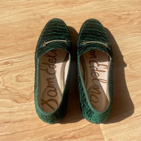 |Sam Elderman| Emerald Green Velvet Leather Loafers Woman’s Size 10.5 - Picture 3 of 8